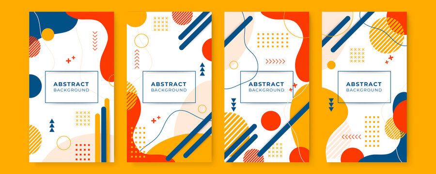 Abstract pop art color geometric basic shape pattern background. Vector overlay geometric design of trendy Memphis 80s-90s style. Abstract Memphis style background
