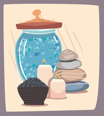 jar candles and stones