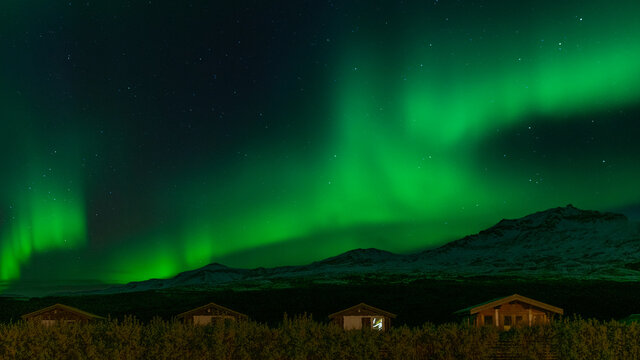 Northern lights over south iceland