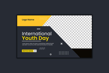 International Youth day Youtube Thumbnail Design and Web Banner