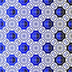 Geometric vector pattern with blue and black gradient. simple ornament for wallpapers and backgrounds.