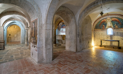 Fototapeta na wymiar Crypt of the church of San Ponziano in Spoleto, 11th 13th