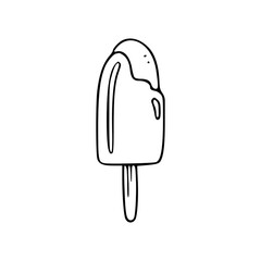 Doodle vector icecream eskimo. Vector isolated icon line art.