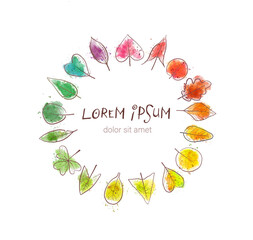 Circle with rainbow colored leaves and place for your text inside.