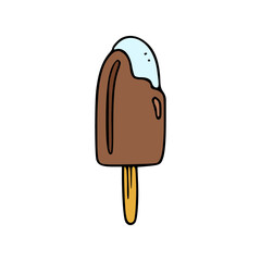 Doodle vector icecream eskimo. Vector isolated icon illustration.