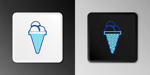 Line Ice cream in waffle cone icon isolated on grey background. Sweet symbol. Colorful outline concept. Vector