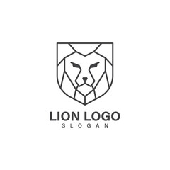 Lion logo, lion head shield logo design vector template