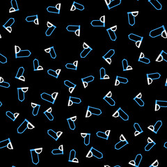 Fototapeta premium Line Condoms safe sex icon isolated seamless pattern on black background. Safe love symbol. Contraceptive method for male. Vector