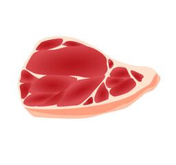 Meat product or raw meat. Illustration for concept product of farmers market or shop. Steak. Cartoon product icon