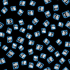 Line House contract icon isolated seamless pattern on black background. Contract creation service, document formation, application form composition. Vector