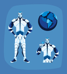 Robots cartoons symbol set