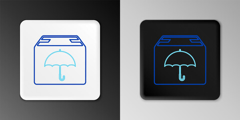 Line Delivery package with umbrella symbol icon isolated on grey background. Parcel cardboard box with umbrella sign. Logistic and delivery. Colorful outline concept. Vector