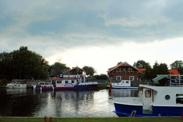 boats on the river, Minge village, Lithuania