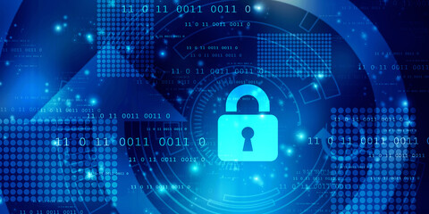 2d illustration Safety concept: Closed Padlock on digital background
