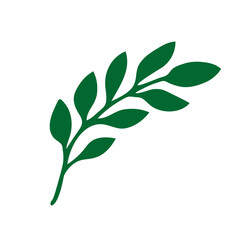 Illustration of a green branch with leaves isolated on a white background