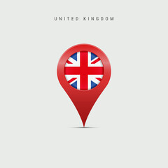 Teardrop map marker with flag of United Kingdom. Vector illustration