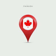 Teardrop map marker with flag of Canada. Vector illustration