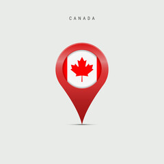Teardrop map marker with flag of Canada. Vector illustration