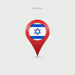 Teardrop map marker with flag of Israel. Vector illustration