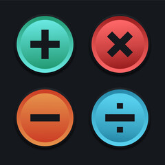 Calculator sign button. Mathematical concept. Isolated on dark background. Illustration vector