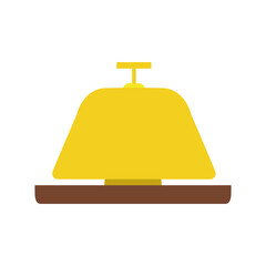 Hotel service bell vector icon illustration reception symbol call. Isolated help bell ring hotel service sign. Concierge alarm sound pictogram icon. Classic vintage lobby alert silhouette button