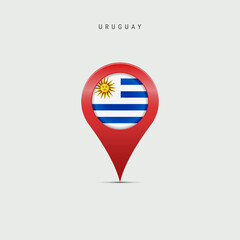 Teardrop map marker with flag of Uruguay. Vector illustration