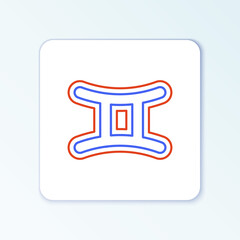 Line Gemini zodiac sign icon isolated on white background. Astrological horoscope collection. Colorful outline concept. Vector