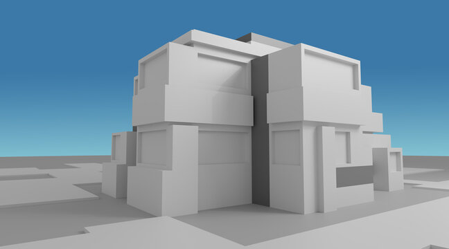 Modern house abstract rendering