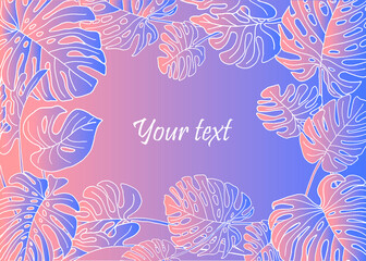 Assorted leaves of Monstera flower. The drawing was made by hand and translated into a vector file.