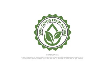 100% Organic Stamp Label Sticker Logo Design Vector