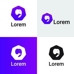 Abstract and minimal wolf and elephant logo design template