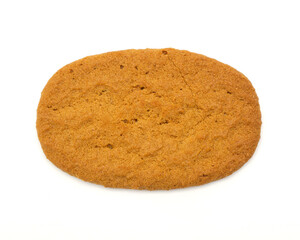 Ginger snap cookie on white.