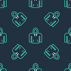 Line Hoodie icon isolated seamless pattern on black background. Hooded sweatshirt. Vector