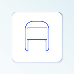Line Winter hat with ear flaps icon isolated on white background. Colorful outline concept. Vector