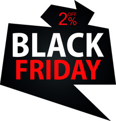 Fototapeta na wymiar 2% discount on special offer. Banner for black friday with two percent discount.