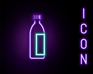 Glowing neon line Cream or lotion cosmetic tube icon isolated on black background. Body care products for woman. Colorful outline concept. Vector