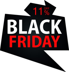 11% Discount on Special Offer. Banner for Black Friday With Eleven Percent Discount.