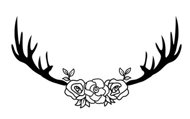 Deurstickers vector deer antlers © peony