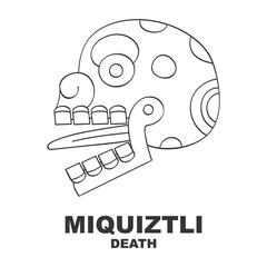  Vector icon with Glyph from Aztec calendar Tonalpohualli. Calendar day symbol Miquiztli