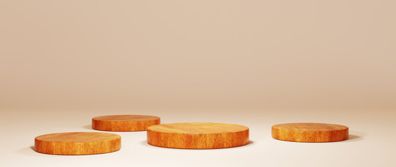 3D rendering of mockup background. Podium for show product. Blank scene showcase with empty round stage.