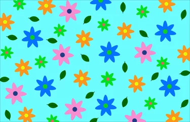 Foto op Plexiglas Colorful cute simple flowers  pattern © Somprasong