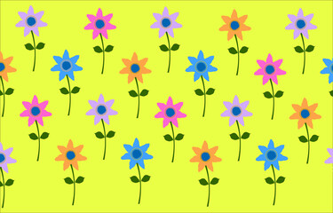 Colorful cute simple flowers  pattern