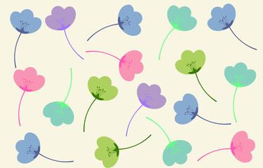 pattern of beautiful flowers on a light background heat