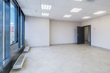 empty white room with repair and without furniture. room for office or clinic