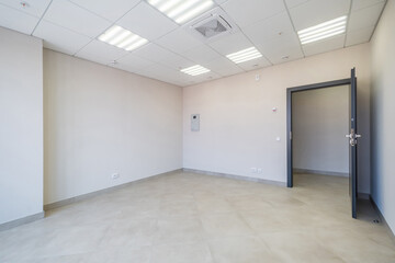 empty white room with repair and without furniture. room for office or clinic