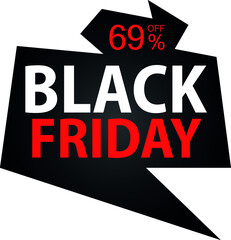 Fototapeta na wymiar 69% Discount on Special Offer. Banner for Black Friday With Sixty-nine Percent Discount.