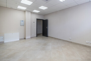empty white room with repair and without furniture. room for office or clinic