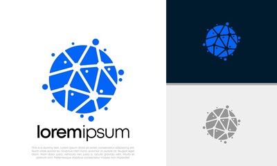 Abstract artificial intelligence logo. Innovative high tech logo template. Smart computer. machine learning. Cognitive logo. Technology Logo.