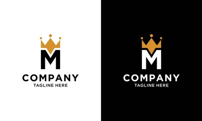 Letter M royal crown and luxury design template elements. Elegant emblem logo icon vector design. Creative badge design with corporate and business king crown. Queen symbol.