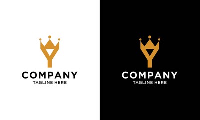 Letter Y royal crown and luxury design template elements. Elegant emblem logo icon vector design. Creative badge design with corporate and business king crown. Queen symbol.